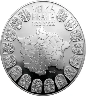 10000 Kč 100. výročí založení Velké Prahy (BK) matovaná verze Ag 999 mince ČNB