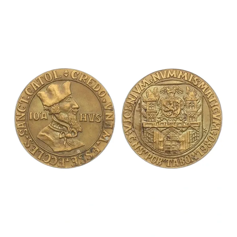 AE BRONZOVÁ MEDAILE ČNS TÁBOR JAN HUS 1980