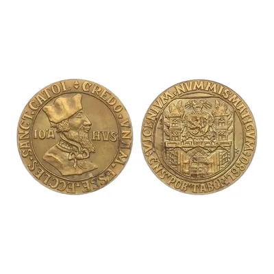 AE BRONZOVÁ MEDAILE ČNS TÁBOR JAN HUS 1980