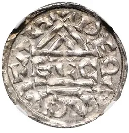 Jindřich II. Bavorský (951–995), Denár, 985 Řezno (Německo)