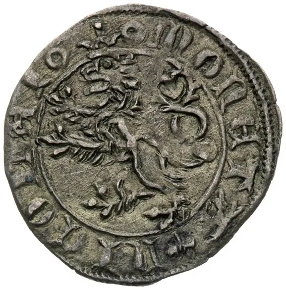 Itálie (Aquilea), Mikolláš Lucemburský, 1350-1358, denár, AU53