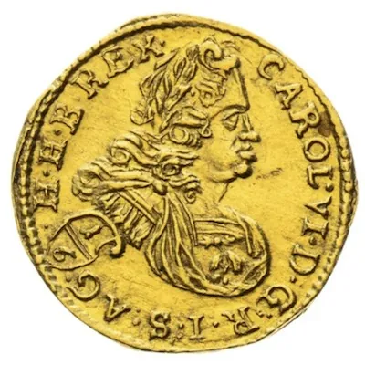 Karel VI., 1/6 dukát, 1728 Nagybanya