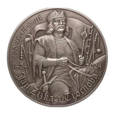 Ag 20 Oz, stříbrná medaile k 600. výr. úmrtí Jana Žižky, náklad: 50 kusů, č. 22