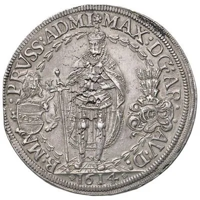Maxmilián III. Tyrolský, 2 tolar, 1614 Hall